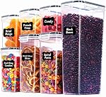 24 PCS Airtight Food Storage Containers with Lids, Plastic Kitchen and Organization Canisters for Cereal, Dry Food, Flour and Sugar, BPA-Free, PVC-Free, Includes 24 Black Labels & Marker