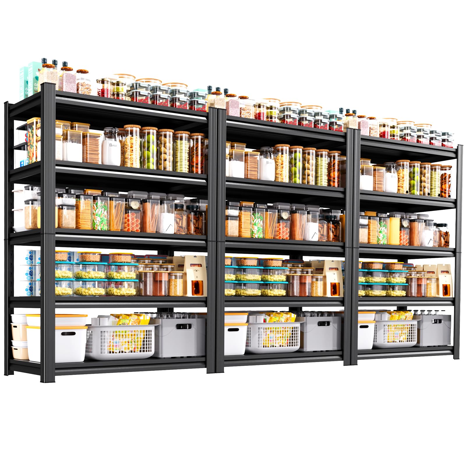 3 Pack Heavy Duty Garage Shelving, Adjustable Metal Rack, 35 x 16 x 71 in