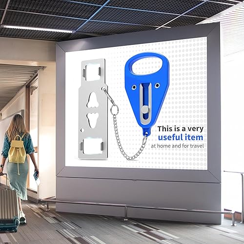 Miniatura 27 de Cerradura de puerta portátil resistente color verde azulado, paquete de 2 cerraduras de puerta para mayor privacidad y seguridad en hoteles