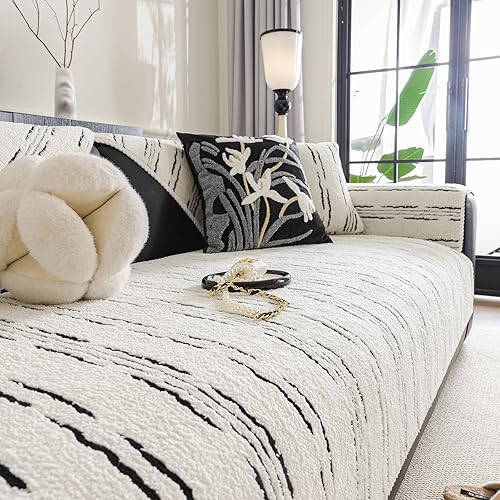 Miniatura 6 de STACYPIK Funda de sofá de jacquard geométrico para perros, respaldo y reposabrazos para mascotas, funda de sofá para sofá de 2 cojines, protector de