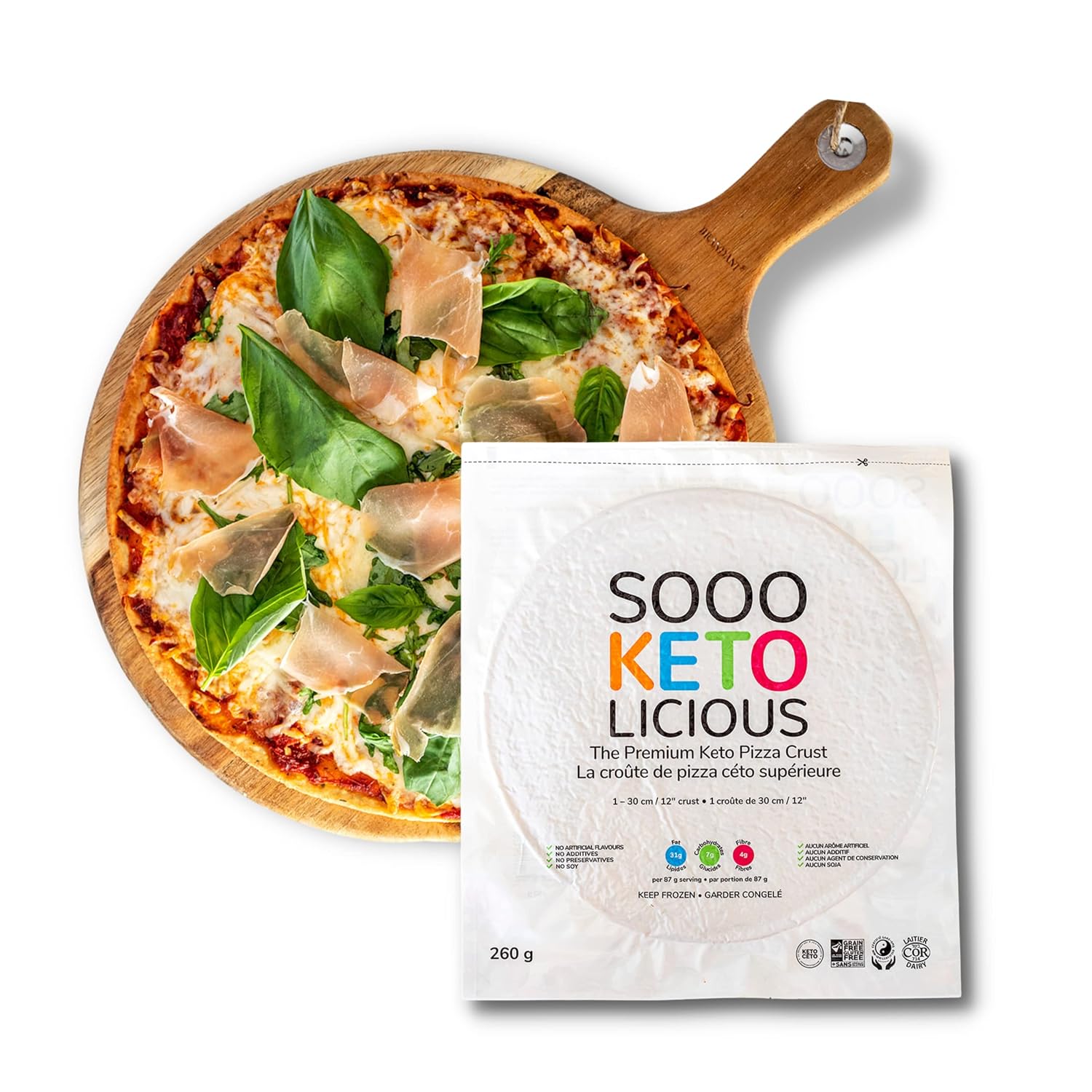 Sooo Ketolicious Premium Keto Pizza Crust - 3 Pack - Fresh Grain-Free & Gluten-Free Pizza Crust - Thin & Crispy Keto Crust Only 1 Net Carb Per Slice - Made With Natural Ingredients - (3 Pack)…