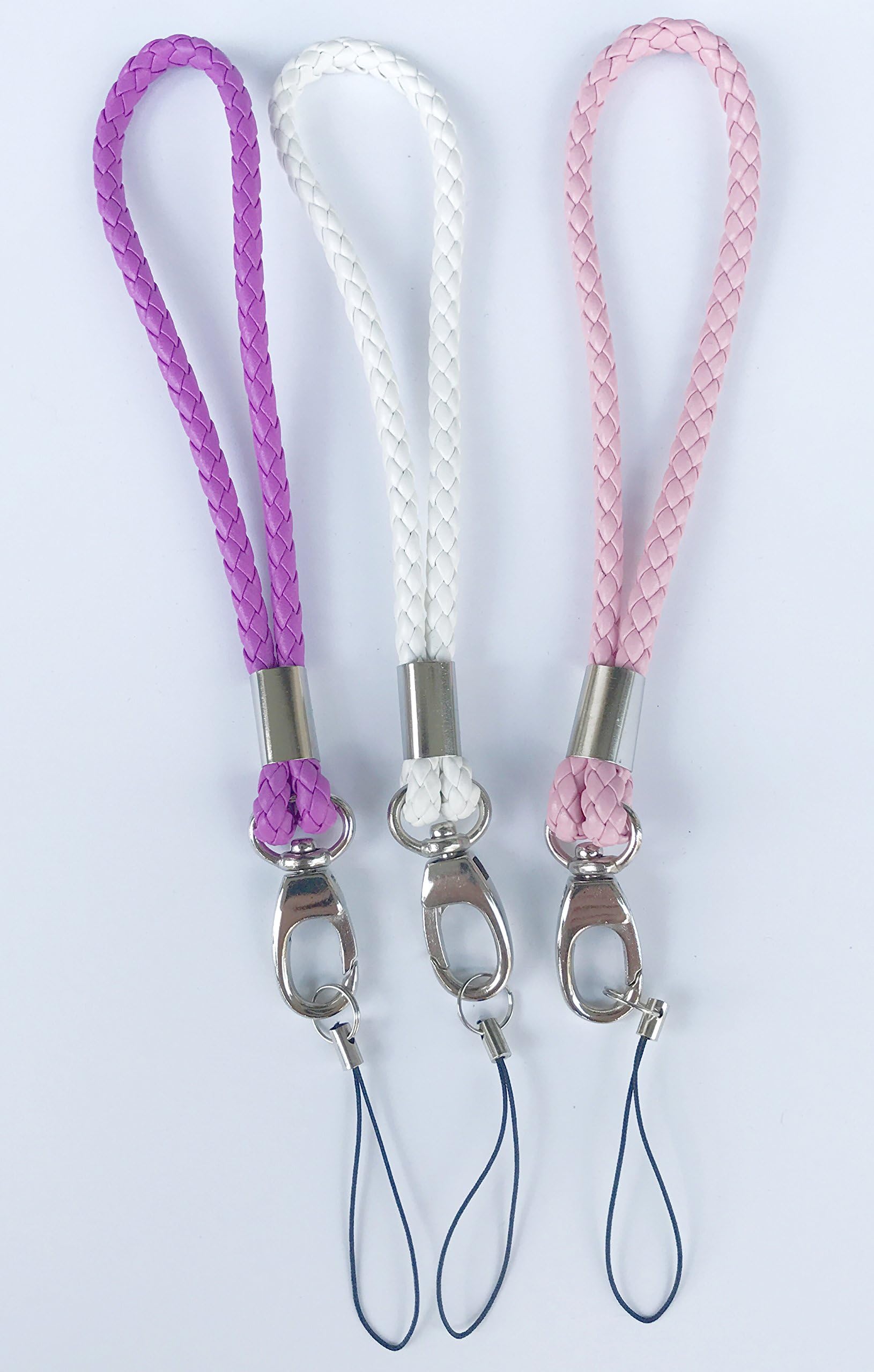 Fashion PU Braided Hand Wrist Strap[3Pack] Leather Wrist Lanyard with J-Hook for Camera &Cell Phone&Purse&keychain-Straps