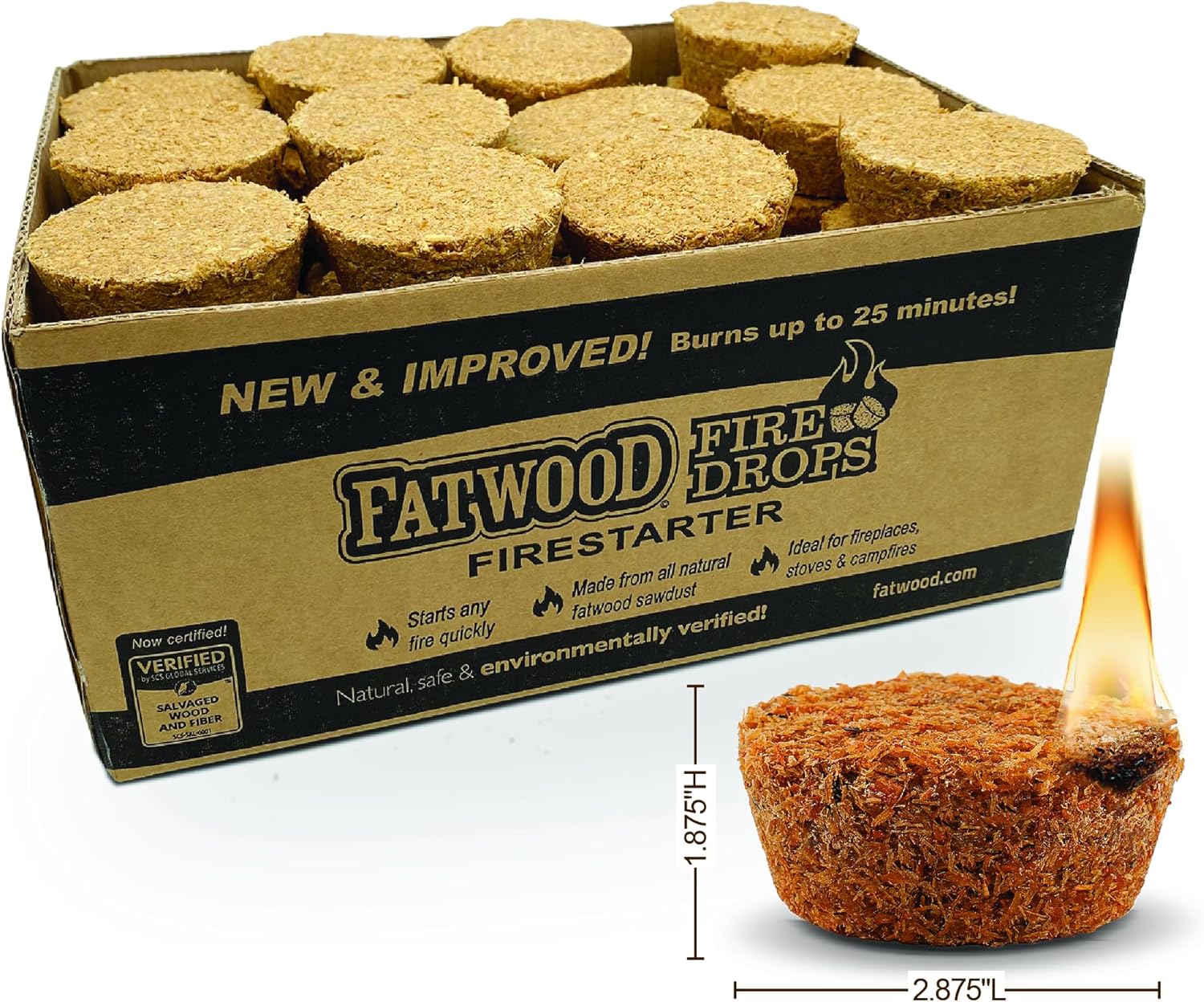 Better Wood Products Fatwood Firedrops Firestarters, 1 count (pack of 48)