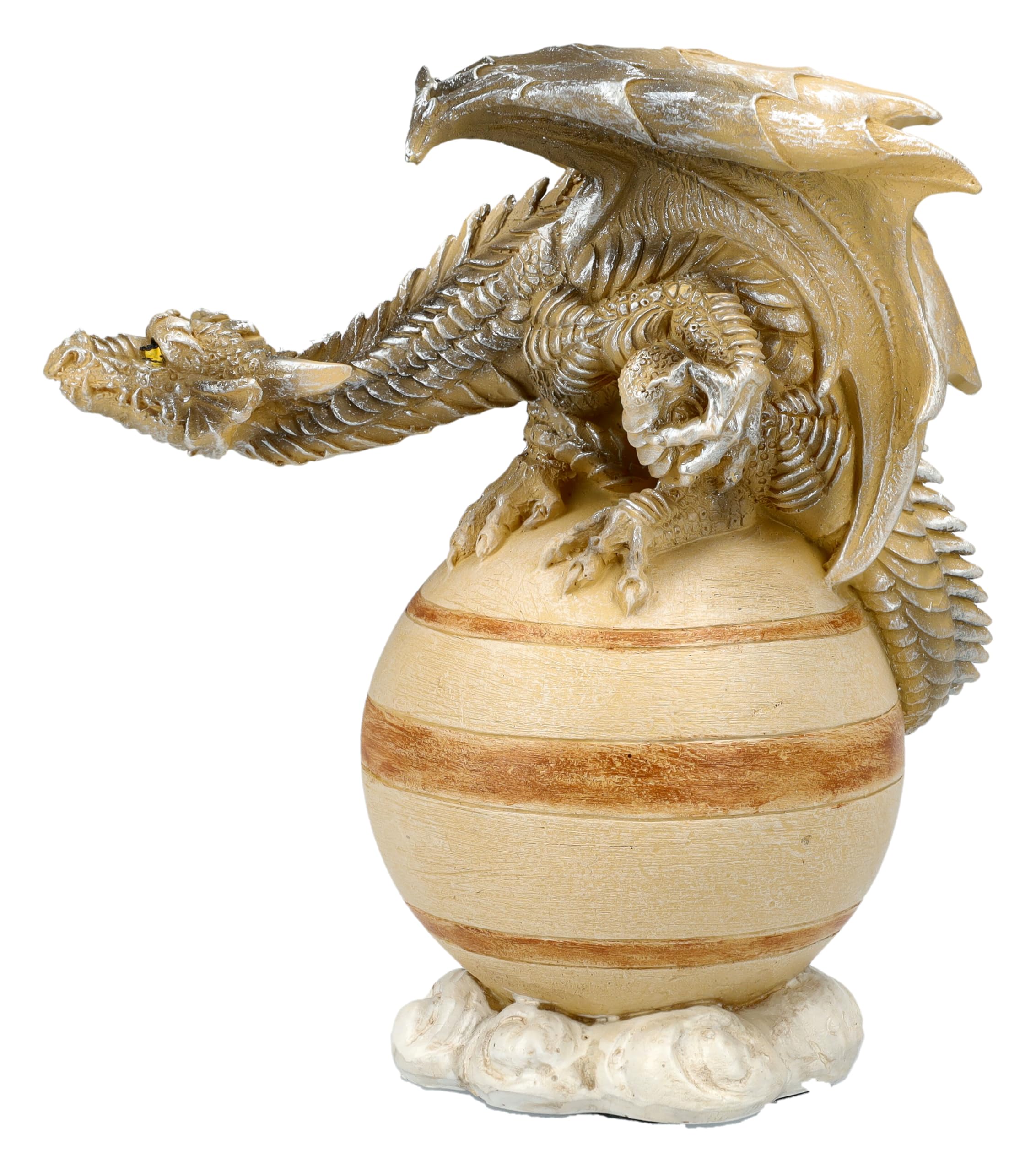 Figuren Shop GmbH Figurine dragon planète Saturne - Figurine décorative fantastique avec gardien galactique, 13 cm de hauteur