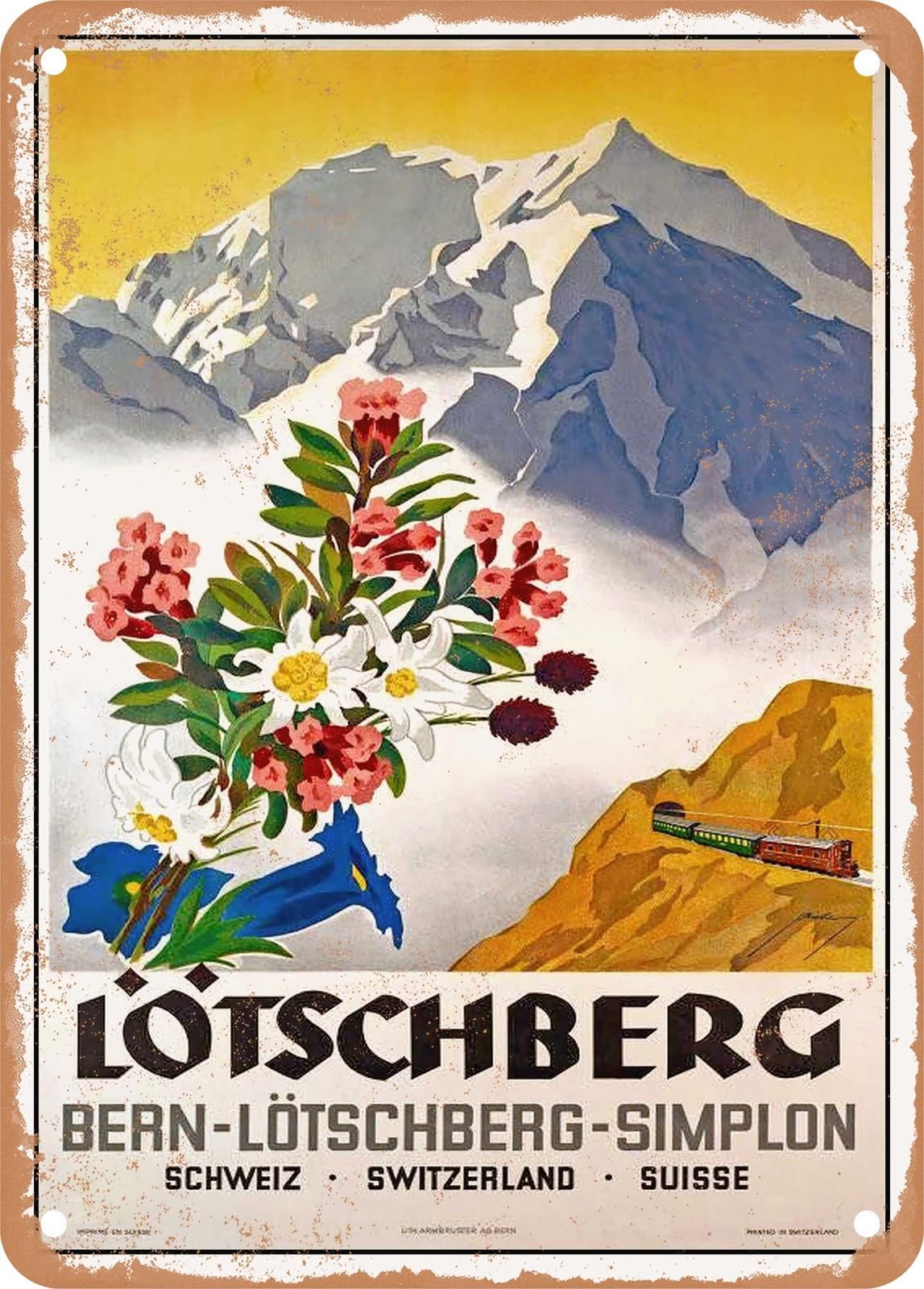METAL SIGN - 1940 Lotschberg Bern Lotschberg Simplon Switzerland Vintage Ad home decor