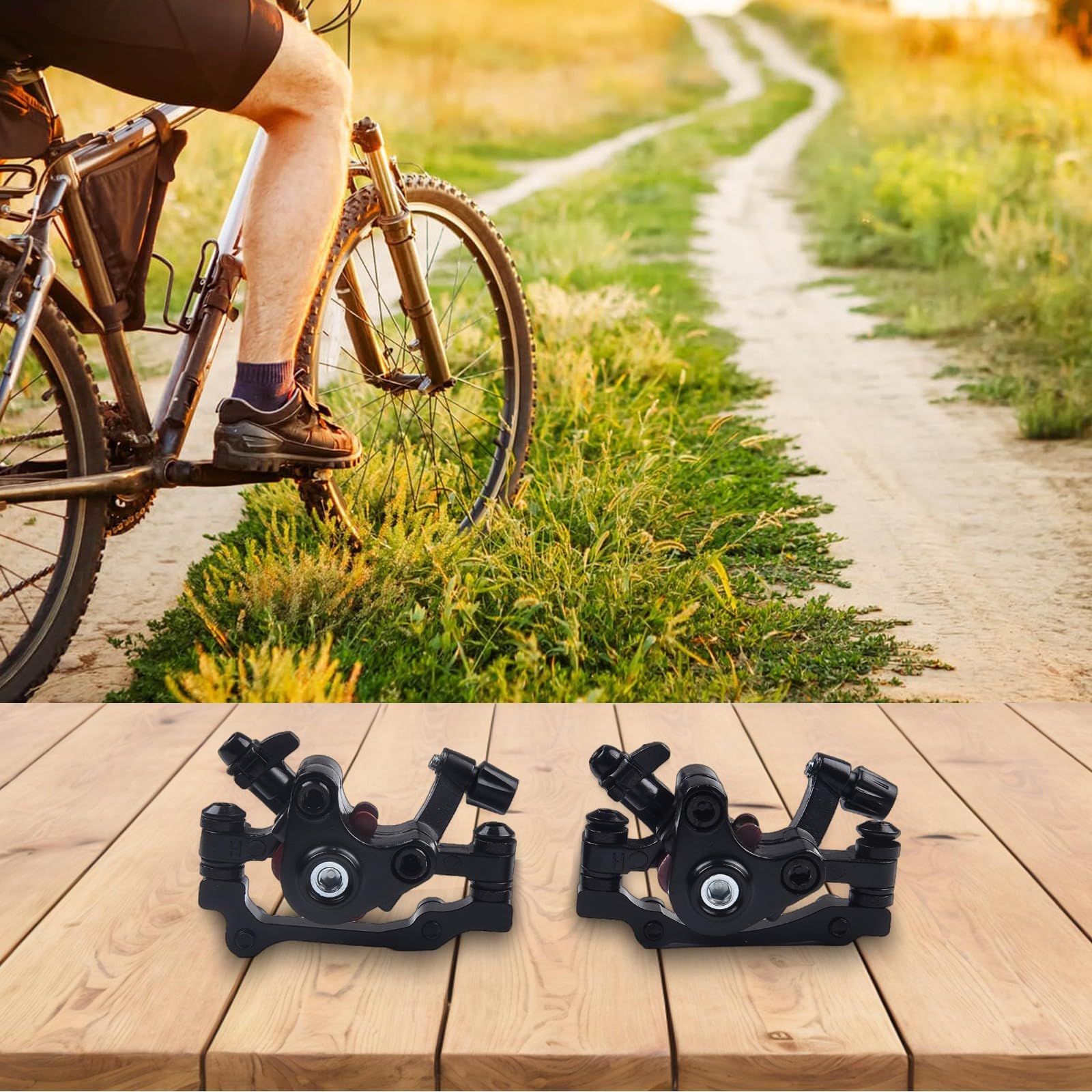 Pinza freno a disco meccanica in metallo per uso bicicletta compatibile con vari tipi di bici progettata per una frenata efficiente e una facile installazione (anteriore + posteriore)