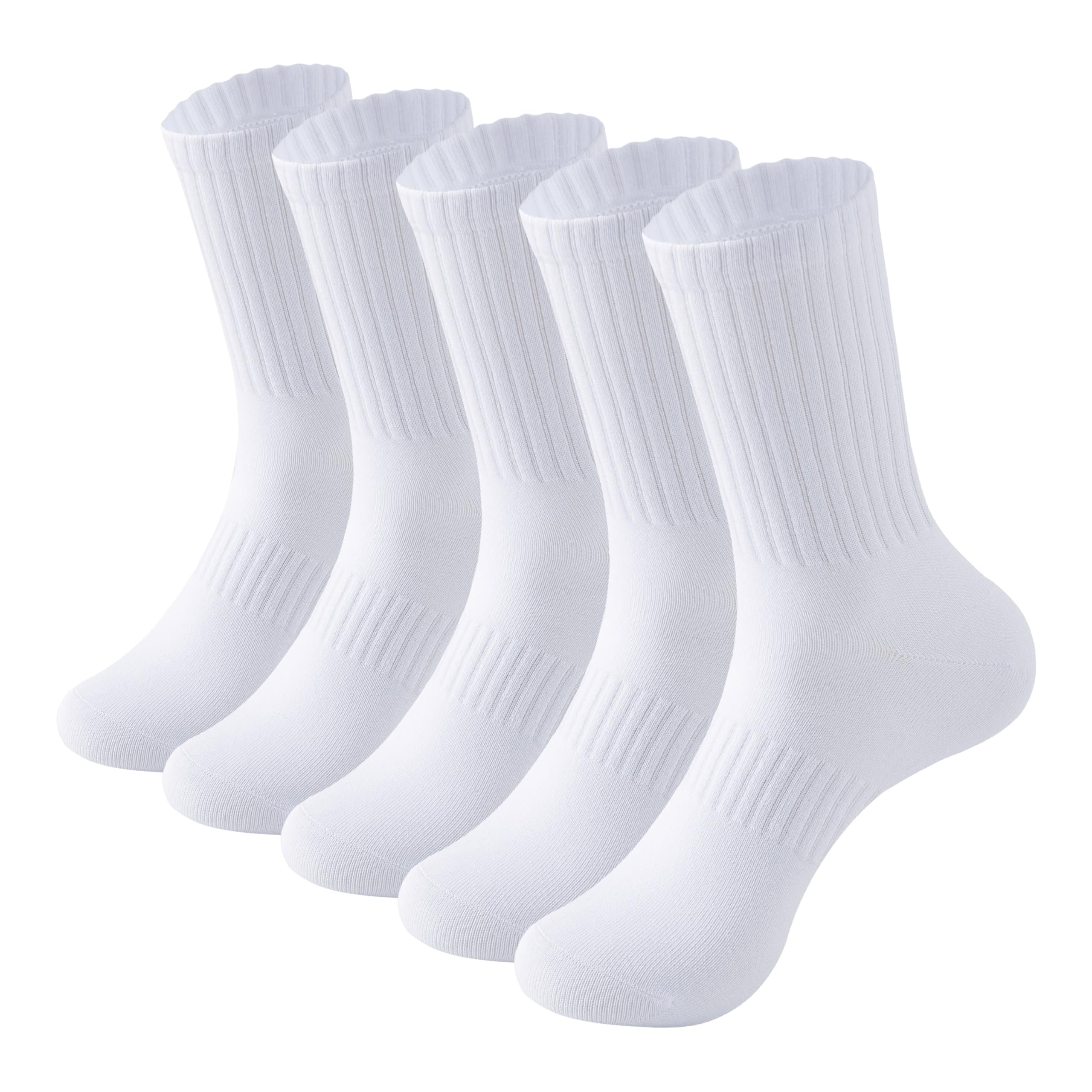 MAGIARTE Mens Athletic Cotton Crew Socks Moisture Wicking Breathable Sports and Casual Socks for Men 5 PACK