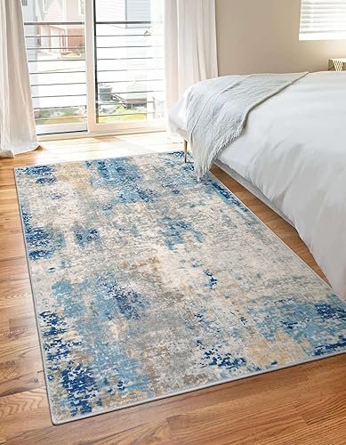 Miniatura 2 de Lahome - Tapete moderno abstracto, 3 x 5 pies, lavable, para habitación o entrada, suave, pelo sintético, antideslizante, resistente a manchas, para