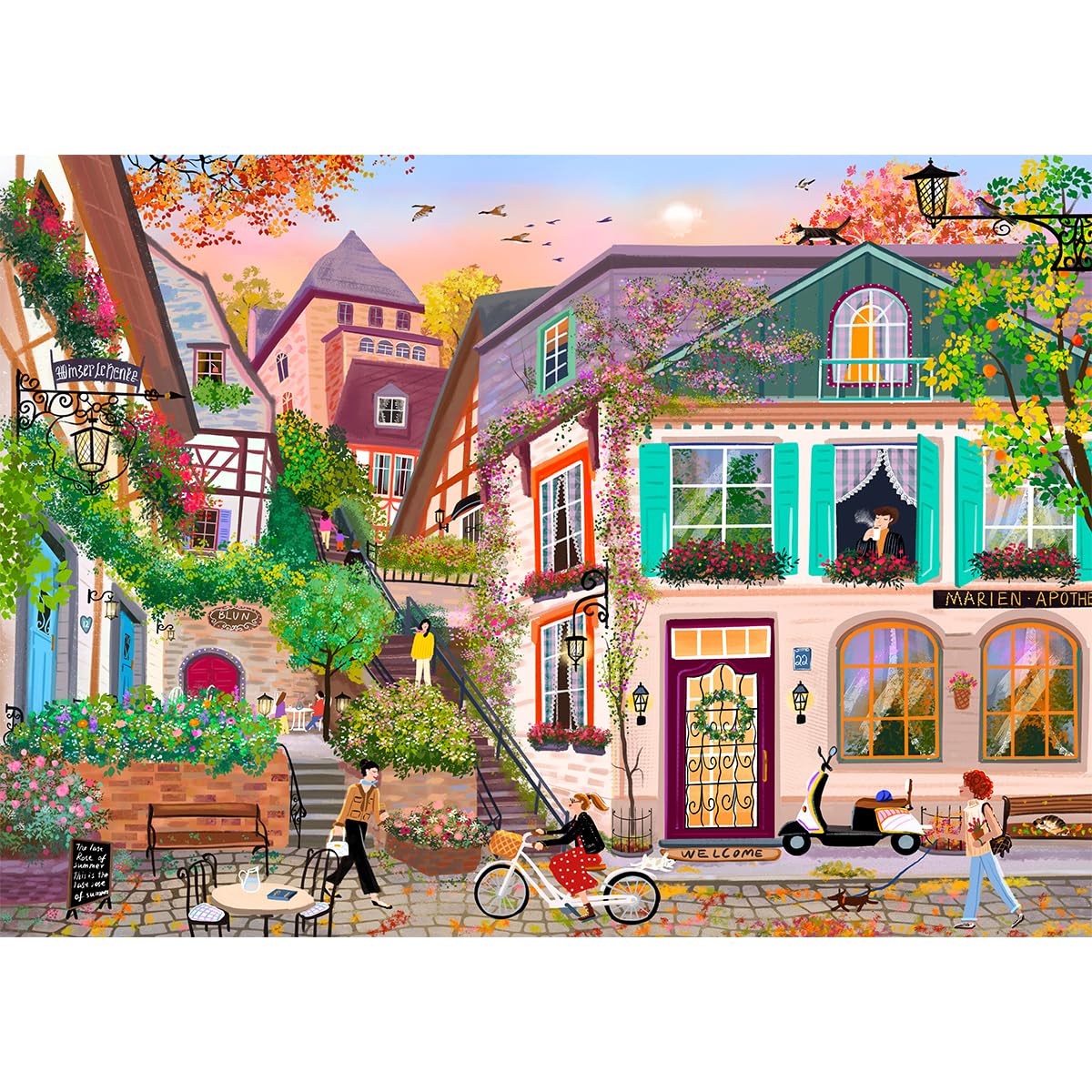 HUADADA Jigsaw Puzzles for Adults 1000 Piece Challenging Game Toys, 1000 Piece Jigsaw Puzzles for Adults Family Decoration Jigsaw 1000-Sunset in the Alley — image 1