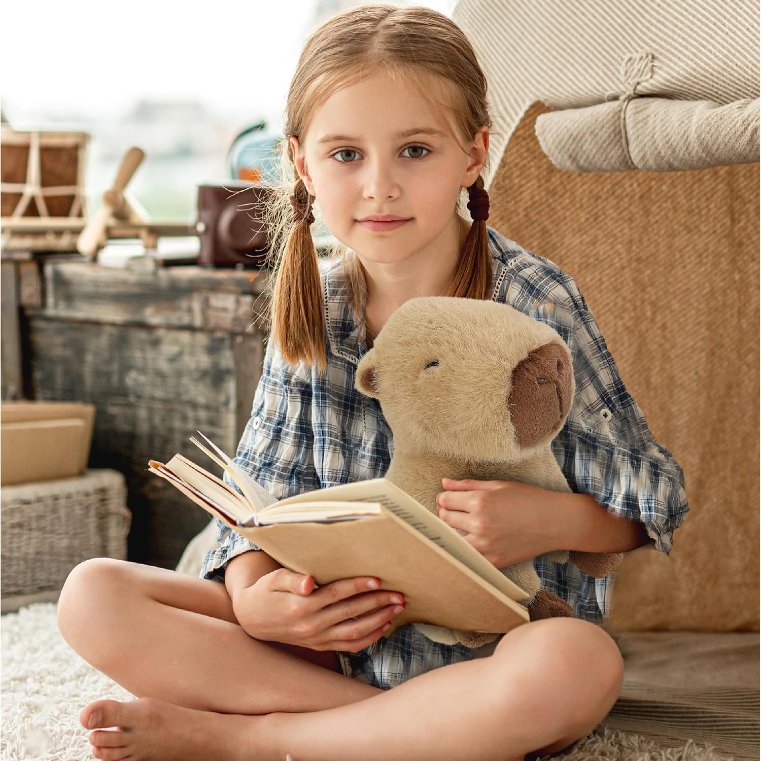 DolliBu Standing Capybara Plush - Super Soft Stuffed Animal Standing Capybara Toy, Cute Stuffed Figure, Wild Animal Toy Gift for Kids and Adults - 10 Inches