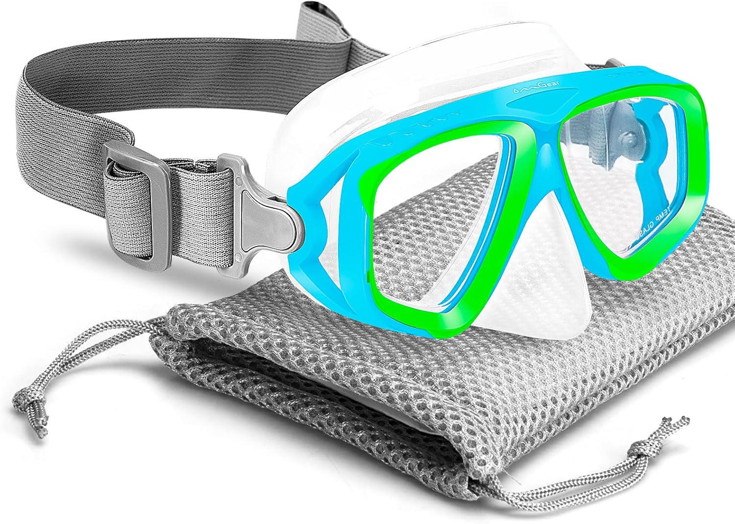 OMGear Gafas de natación para niños con cubierta para la nariz, correa de tela, máscara de buceo para niños (4-16) equipo de esnórquel juvenil,