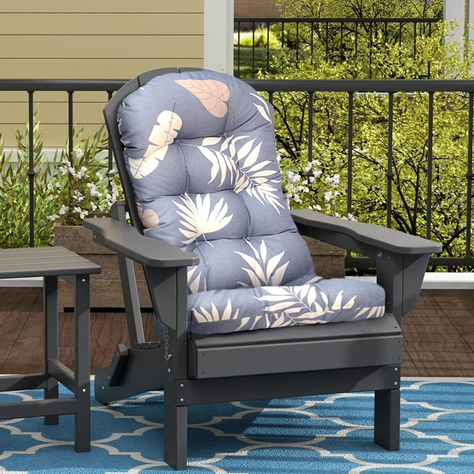 Eoieov Floral Adirondack Chair Cushions Outdoor Waterproof High Back Glider Rocker Chair Replacement Cushion with Ties Patio Cushions for Outdoor