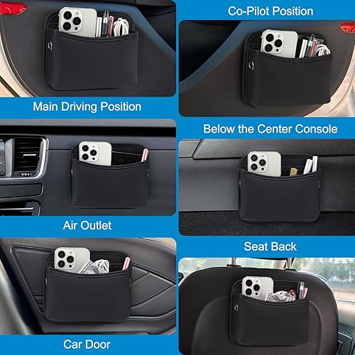 Miniatura 6 de Accmor Organizador de bolsillo lateral para asiento de automóvil, bolsa de piel sintética para asiento de automóvil, puerta, ventana, consola,