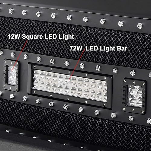 Miniatura 7 de EAG Rejilla de malla de alambre de acero inoxidable negro con luces LED para Ram 13-18 25003500