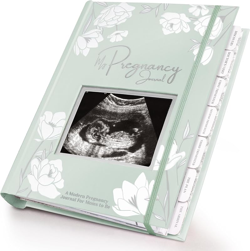 Diario de embarazo, anuncios de embarazo, libro de tapa dura de 80 páginas (Sage) | Libros para bebés para que mamá sea un regalo, recuerdo del libro de recuerdos del bebé, regalos de revelación de género para nuevas mamás, ducha y registro