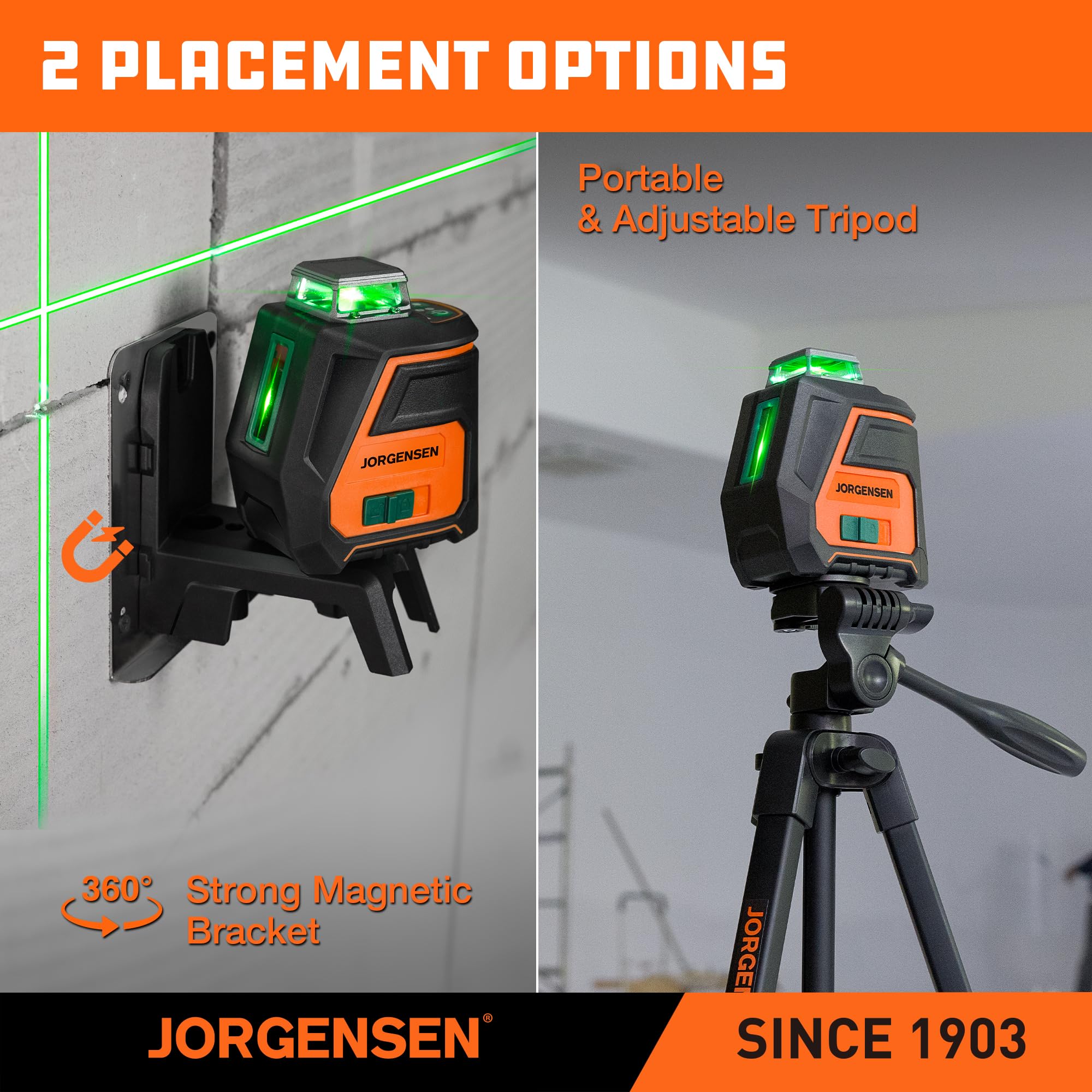 Jorgensen 360° Laser Level - 100FT Rechargeable -9