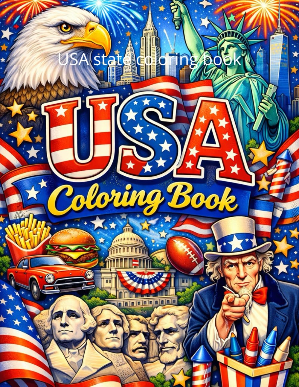 USA state coloring book: Adult coloring book 8.5x11
