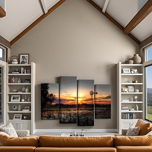 Miniatura 5 de LevvArts Cuadros de paisajes de granja, decoración de pared, molino de viento rústico al atardecer, paisaje, fotografía, impresión giclée sobre