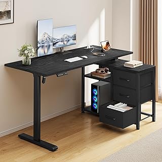14 Home Office Standing Desk Ideas for Healthier Workdays 31 47 Inch L Shaped Standing Desk with 3 Drawers Electric Standing Desk wit...