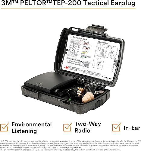 Miniatura 2 de 3M PELTOR TEP-200 - Kit de enchufe táctico para los oídos NRR 23dB recargable reducción de ruido construcción aplicación de la ley