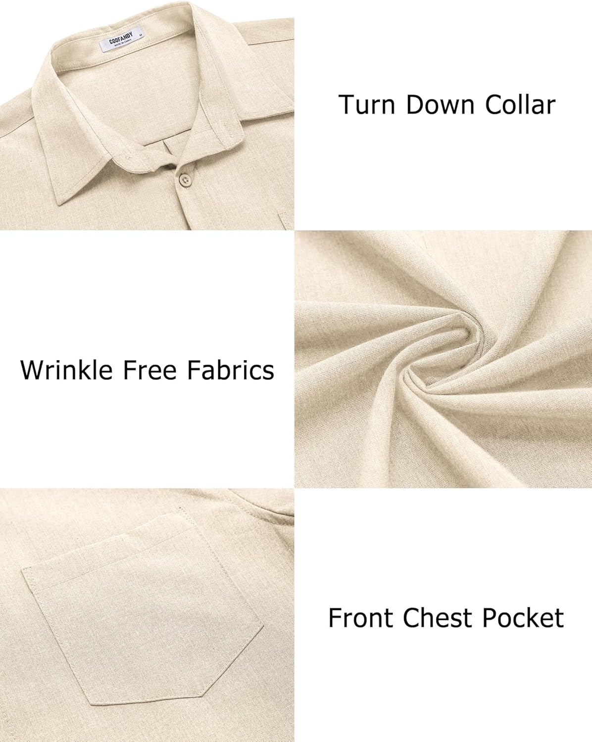 COOFANDY Men's Casual Button Down Shirts Long Sleeve Untucked Shirts Regular Fit Linen Shirt - Image 5