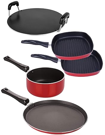 Nirlon Non-Stick Aluminium 5 Piece Gas Compatible Cookware Utensil Combo Set Online