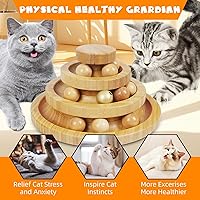 Vista 3 de Cat Ball Track - 3-Level Cat Ball Tower with 9 Removable Balls for Interactive Play and Mental, Physical Exercise - Large