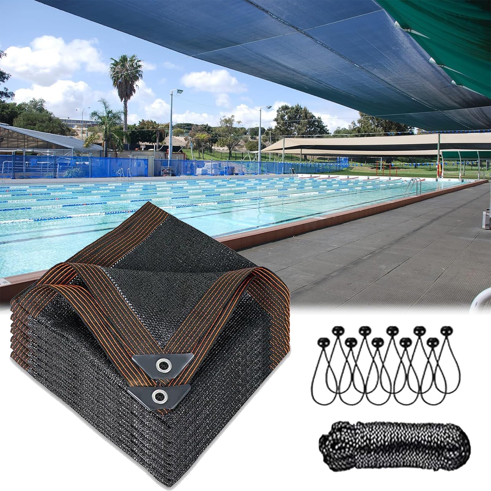 11x17 FT 80% Shade Cloth - Durable UV Blocking Mesh Tarp for Garden, Patio, Greenhouse & Chicken Coop - Shade Fabric Sun Shades Cover with Grommets for Plants, Pergola Cover, Dog Kennel, Outdoor Use