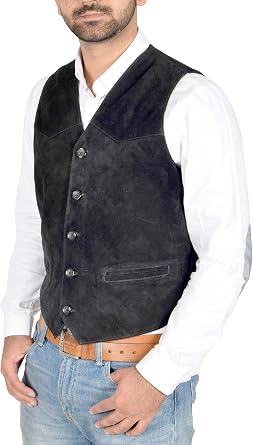House of Leather Mens Real Suede Waistcoat Classic Style Vest Don
