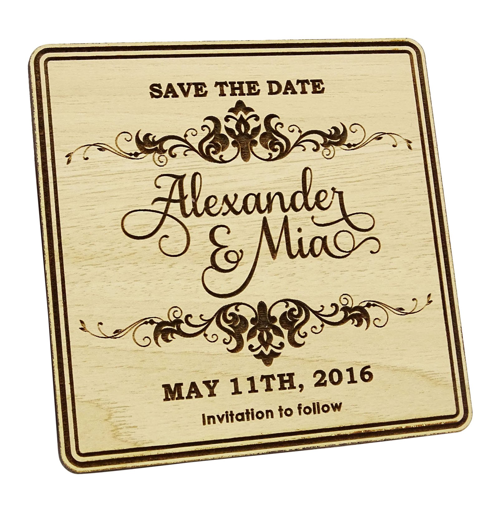 Cadeau d'aimant rustique en bois, le souvenir de mariage personnalisé idéal pour vos invités