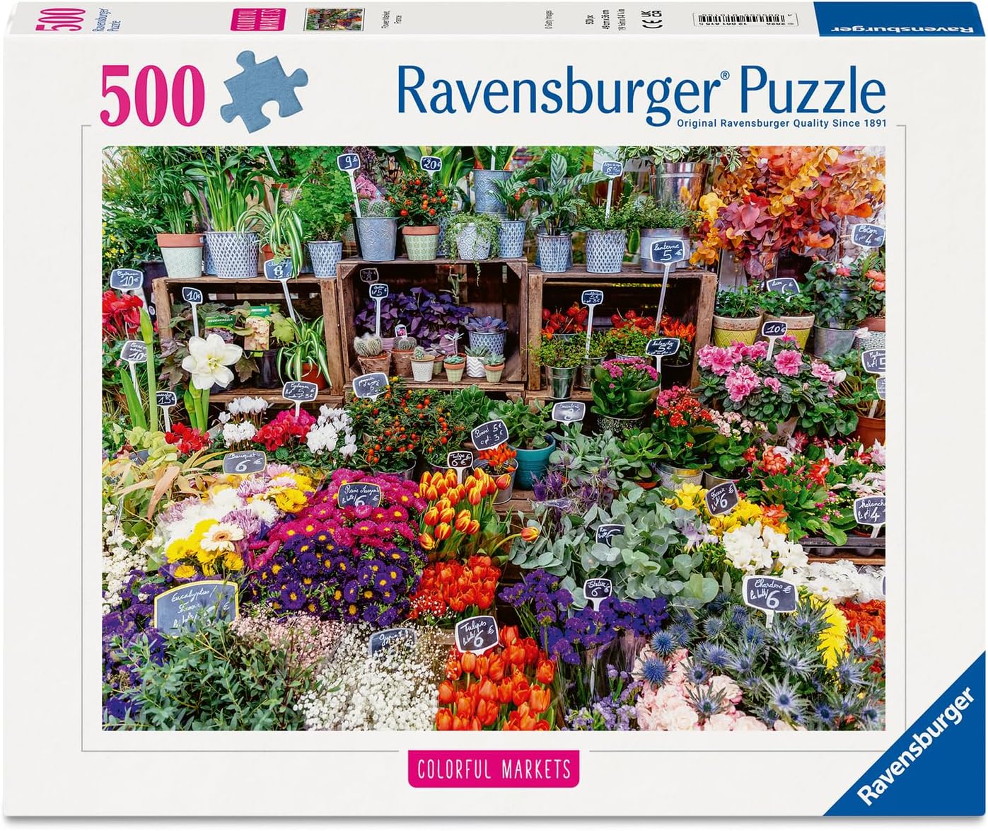 Ravensburger Flower Market, France 500 Piece Puzzle for Adults