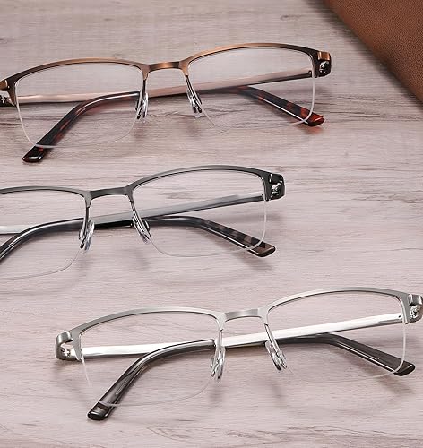Miniatura 3 de JJWELL 3 Pack Reading Glasses for Men Blue Light Blocking, Spring Hinge Readers