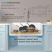 Vista 13 de 36 Farm Sink White - Fulorni 36"x20" Farmhouse Kitchen Sink Flat Apron Front White Ceramic Porcelain Fireclay Deep Single Bowl Farmer Kitchen Sink
