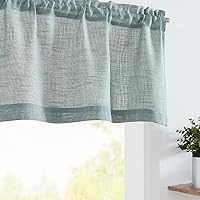 Vista 27 de jinchan Cortinas de cenefa para ventanas de 16 pulgadas, coloridos mini pompones, cenefa de cocina de granja, cenefa de gasa semitransparente