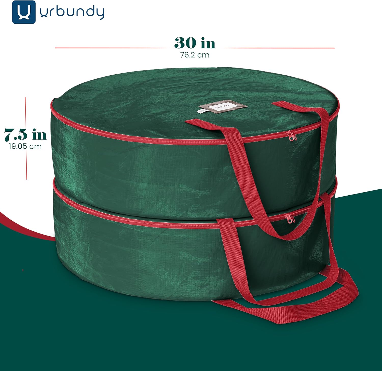 Heavy Duty Wreath Storage Bag 30 Inch, 2-Pack - Christmas Wreath Storage Container Green - Waterproof Plastic Material Wreaths Holder Storages - Holds 30 Inch Wreaths For Year Round