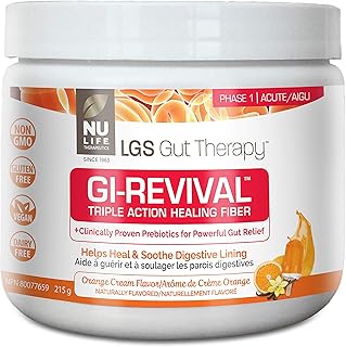 NuLife Therapeutics by NuLife Vitamins Nulife Therapeutics LGS Gut Therapy Gi-Revival Triple Action Healing Fiber (Formerly Healing Fibre) 215 Gram Orange Creme Flavor