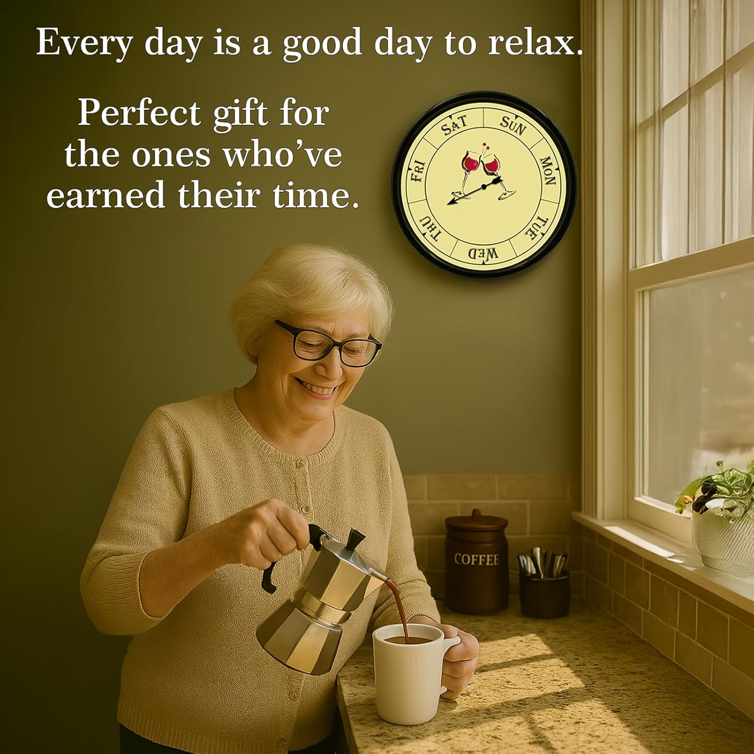 Retirement Gift for Woman, Day of The Week Clock, Unique Retirement Gifts, Day Clocks for Seniors Grandparents Funny Living Room Decor