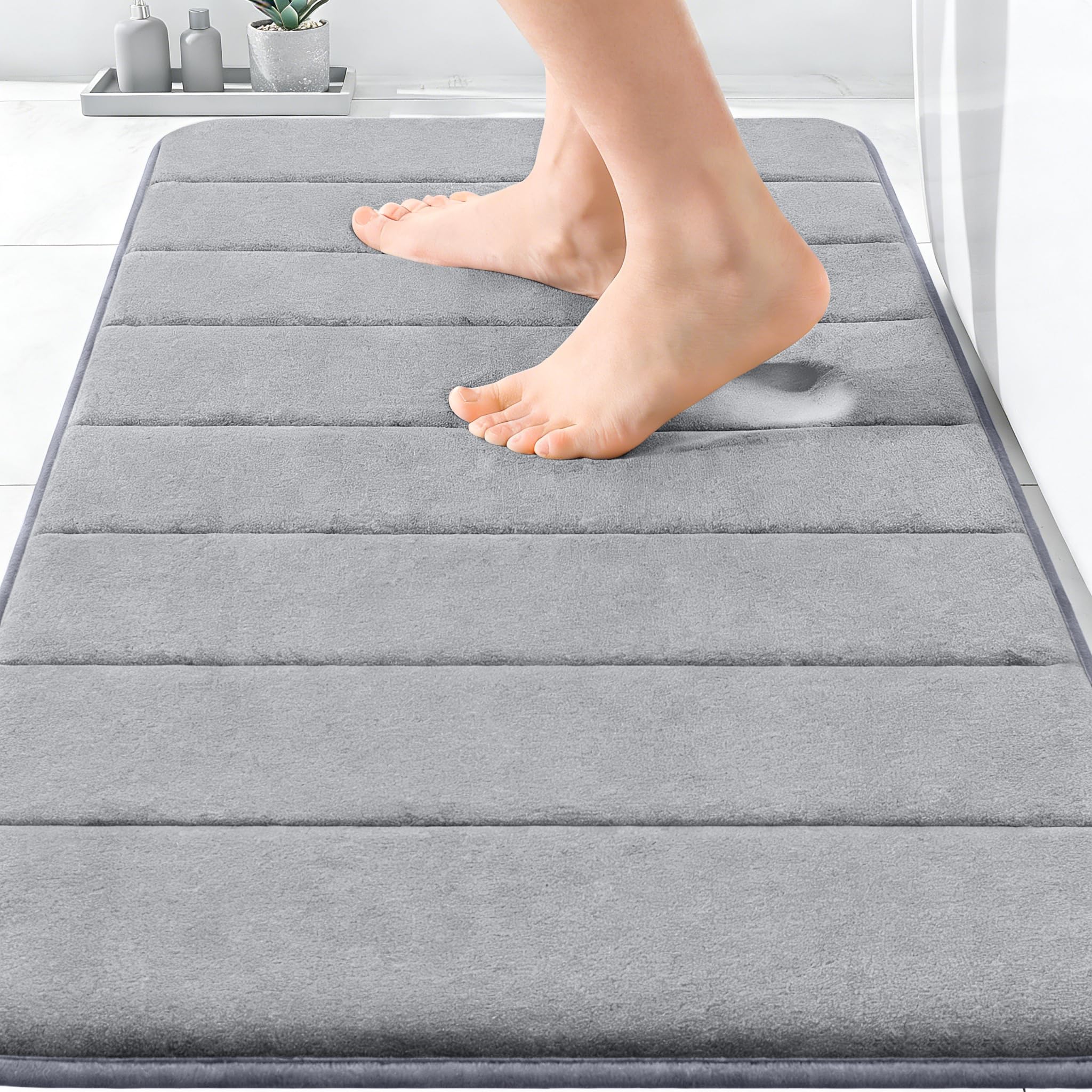 OLANLY Memory Foam Bath Mat 30x20 Super Soft Absorbent Bathroom Rugs Quick Dry Machine Washable Shower Floor Rugs