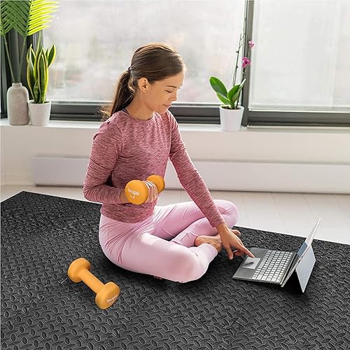 Miniatura 5 de Alfombrilla de ejercicio con 6 cuadrados de espuma entrelazada, 24.0 x 24.0in, para equipos pesados