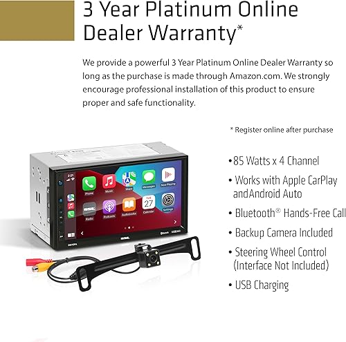 Miniatura 3 de Sound Storm Laboratories DD7CPA-C - Estéreo de audio para automóvil Apple CarPlay, Android Auto, pantalla táctil de doble DIN de 7 pulgadas, audio