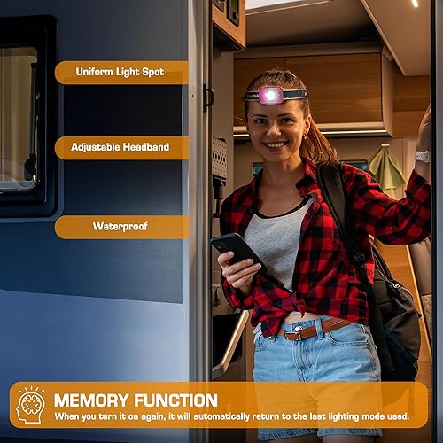 Miniatura 6 de EverBrite Linterna frontal de 600 lúmenes, faro recargable con 4 modos, lámpara de cabeza súper brillante con foco y reflector, sensor de