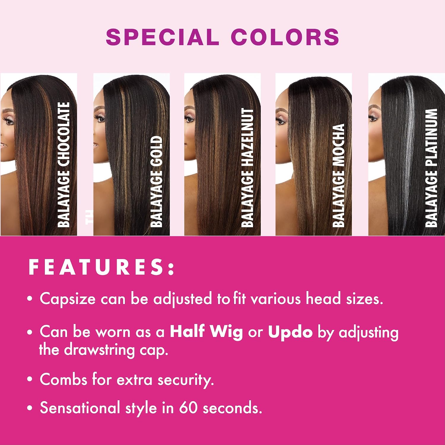 Sensationnel Instant Weave Half Wig - 24 Synthetic Blendwig Adjustable Drawstring for Seamless Hair Blending (1 JETBLACK)