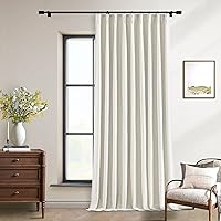 Vista 56 de Cortinas de lino 100% opacas de 90 pulgadas con pliegues de 2 paneles para sala de estar, con pestaña trasera plisada, cortinas oscuras