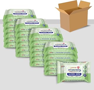 Germisept 75% Alcohol Hand Sanitizer Wipes - 1200 Count Bulk (50ct x 24 Packs), Large 6x8 Inch, Gentle Skin Formula for Travel & Frequent Use