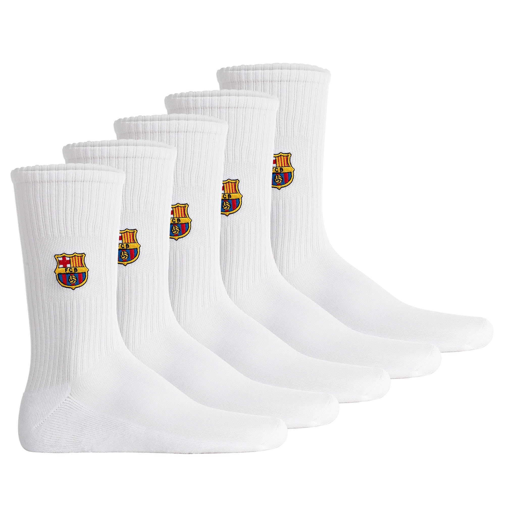 Chaussettes FC Barcelone unisexes, lot de 5 – Produit sous licence officielle | Lot de chaussettes de tennis | Cadeau pour les fans
