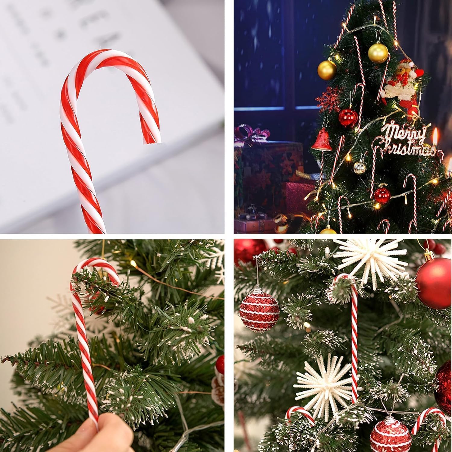 Candy Cane Christmas Decorations, 24Pcs Plastic Candy Canes, 5.9 inch Christmas Tree Hanging Ornaments - Image 4