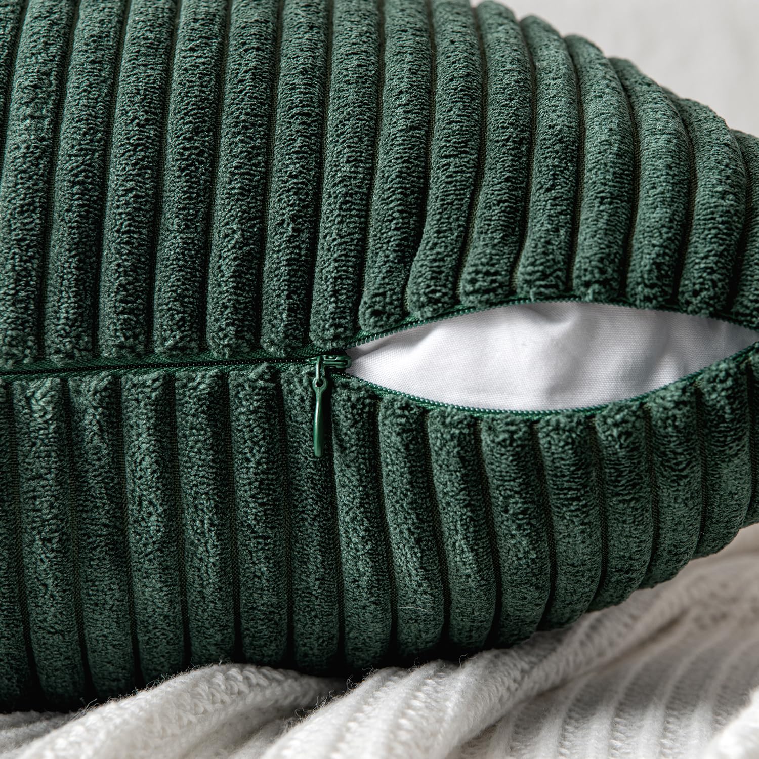 MIULEE Pack of 2 Christmas Army Green Corduroy Pillow Covers 18 x 18 Inch