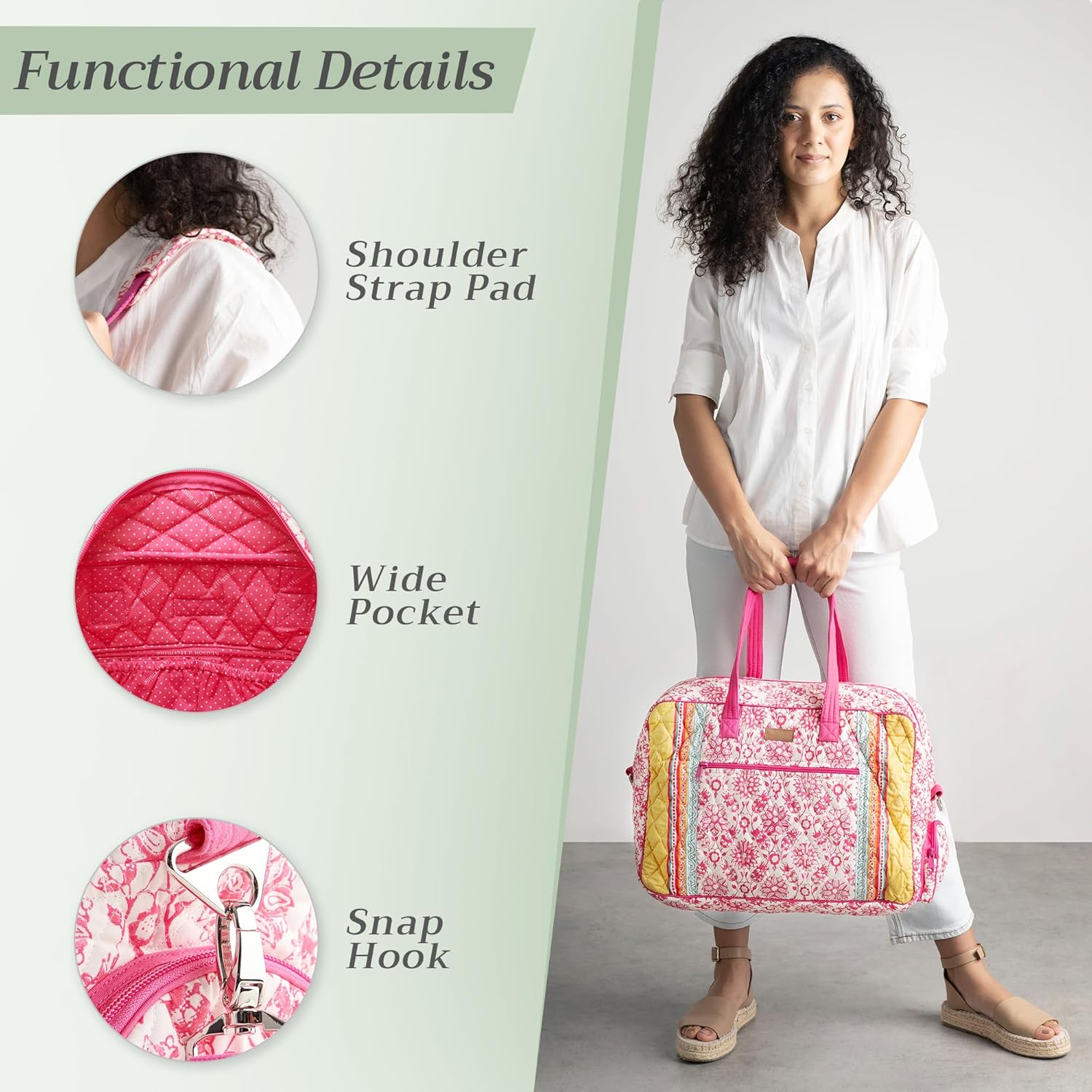 Maison d' Hermine Weekender Bags for Women Cotton Quilted Duffel Overnight Luggage Weekend Bag for Men Gym Gifts Travel