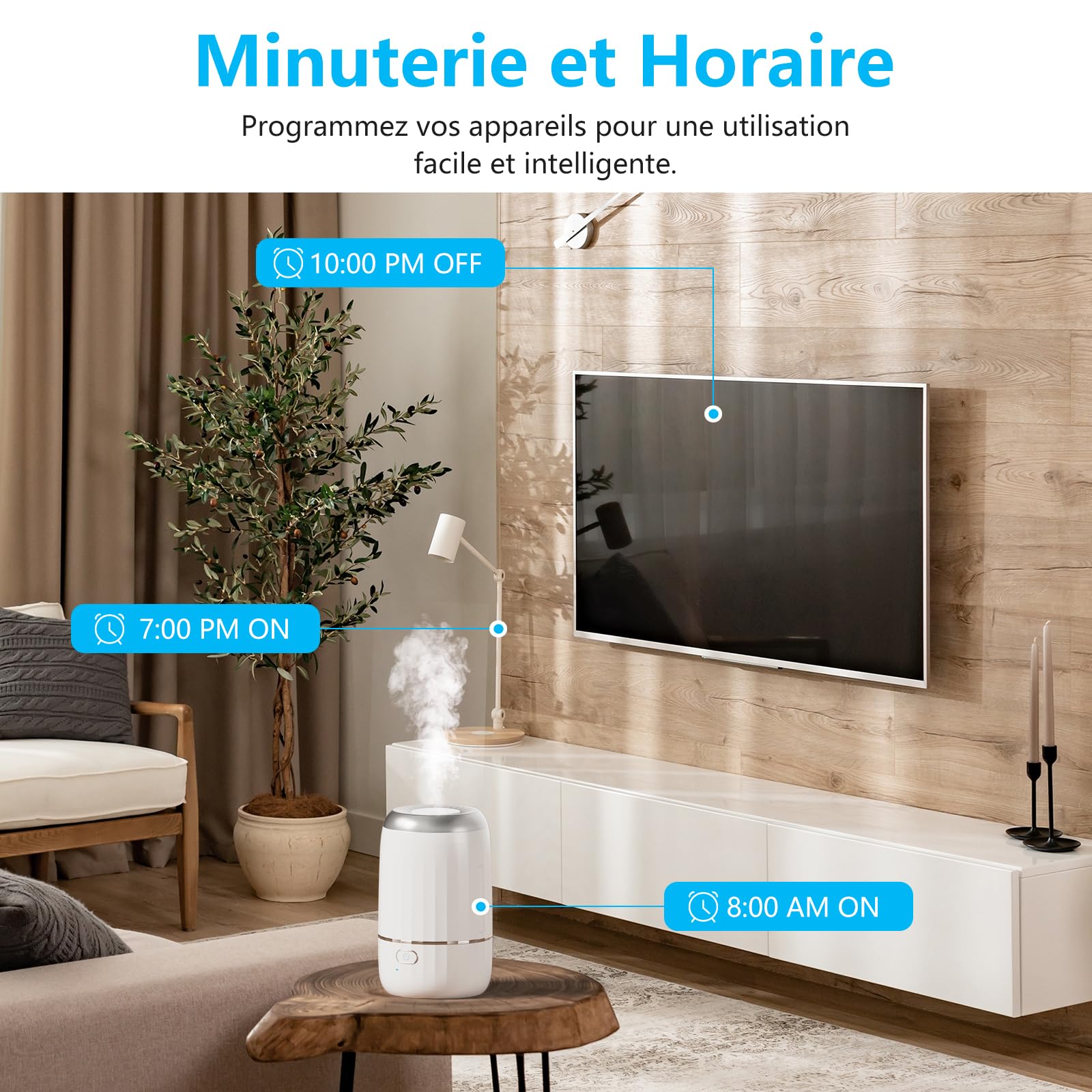 EIGHTREE - Enchufe conectado WiFi, seguimiento de consumo, 2,4 GHz Wi-Fi, 4-Pack | Alexa toma programable, compatible con Alexa/Google Home, SmartLife APP, control de ventilador/aire acondicionado, 16A 3680W