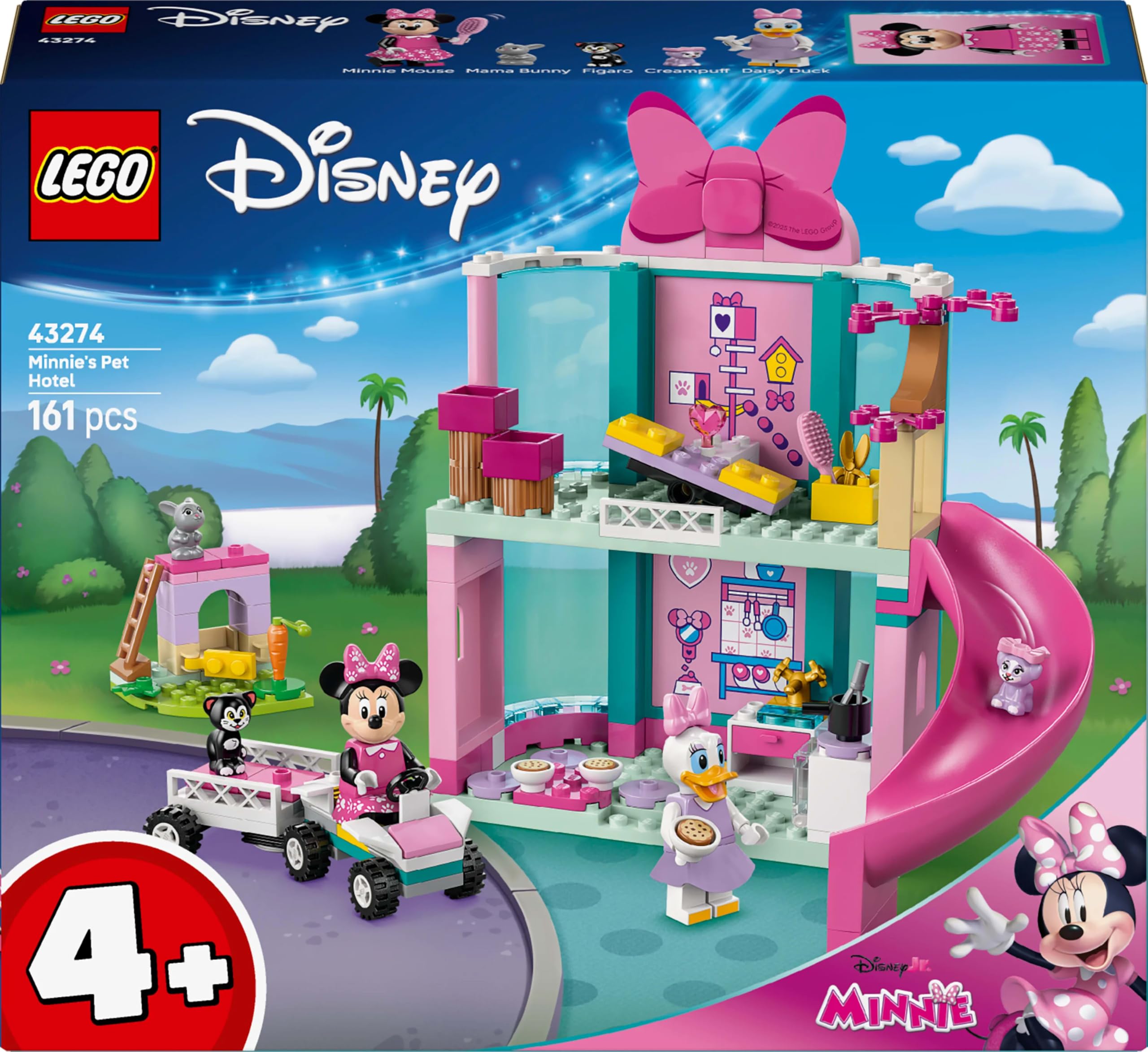 LEGO ǀ Disney Classic Minnie’nin Evcil Hayvan Oteli Mickey’nin Kulüp Evi 43274-4 Yaş ve Üzeri Çocuklar için Otel İçeren Yaratıcı Oyuncak Yapım Seti, Özel Gün Hediye Fikri (161 Parça)